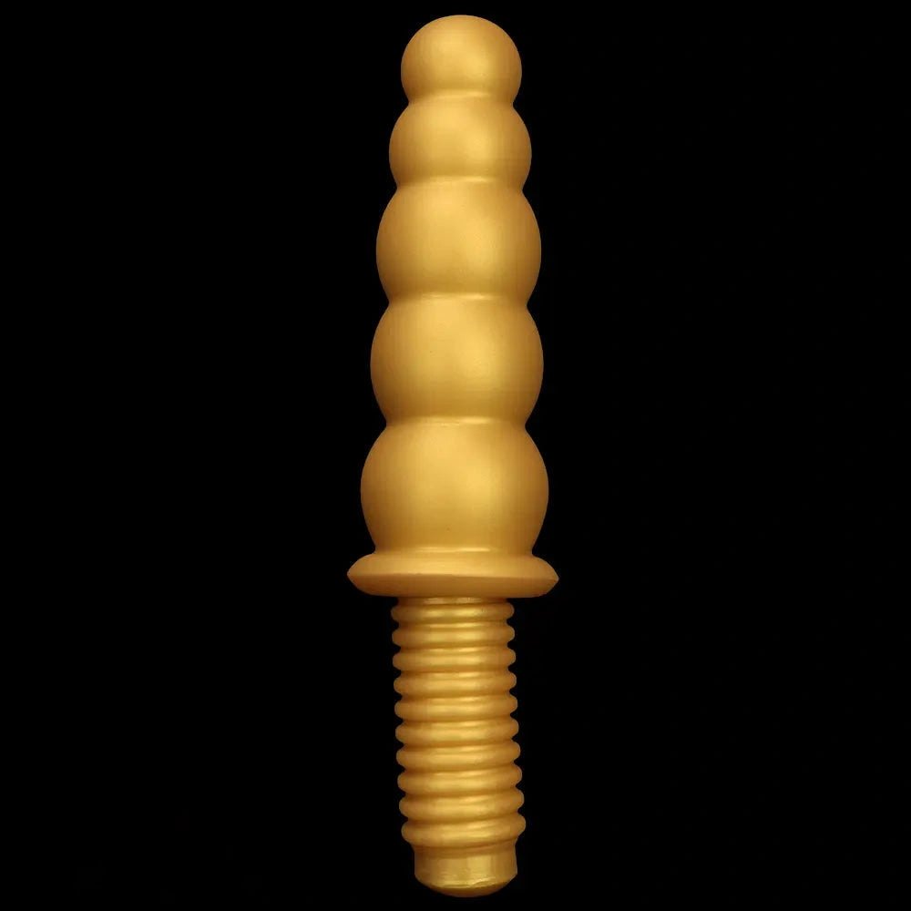 Gold ribbed silicone anal beads dildo, photo 14