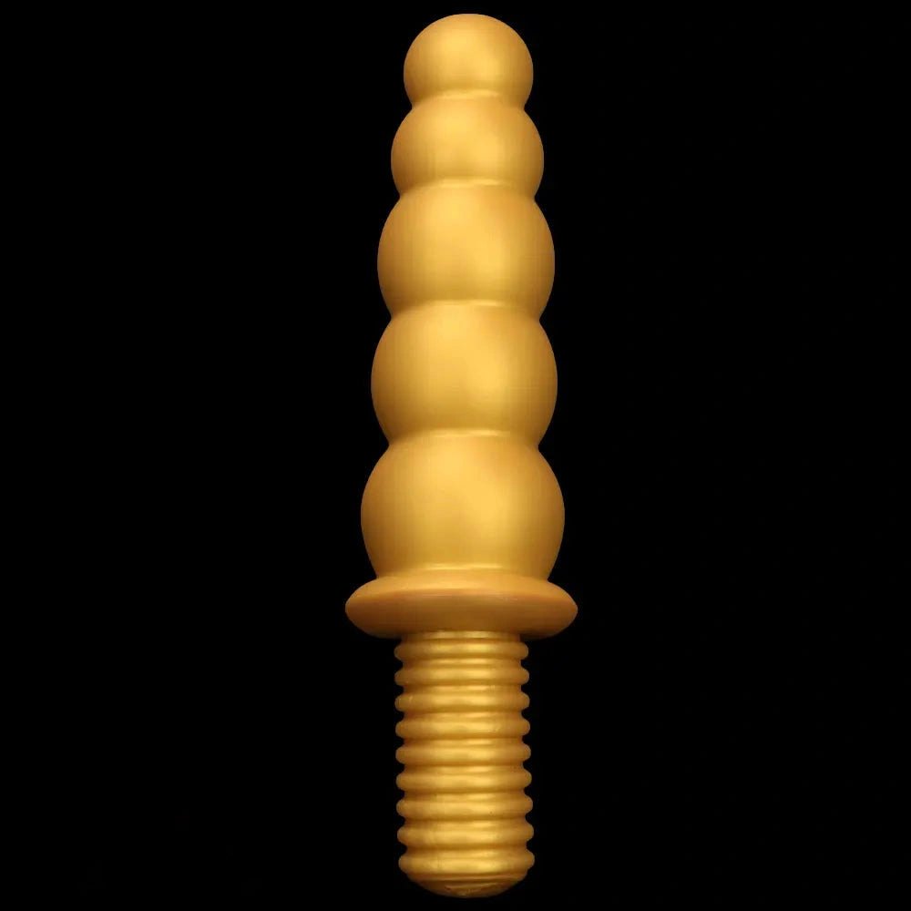 Gold ribbed silicone anal beads dildo, photo 15