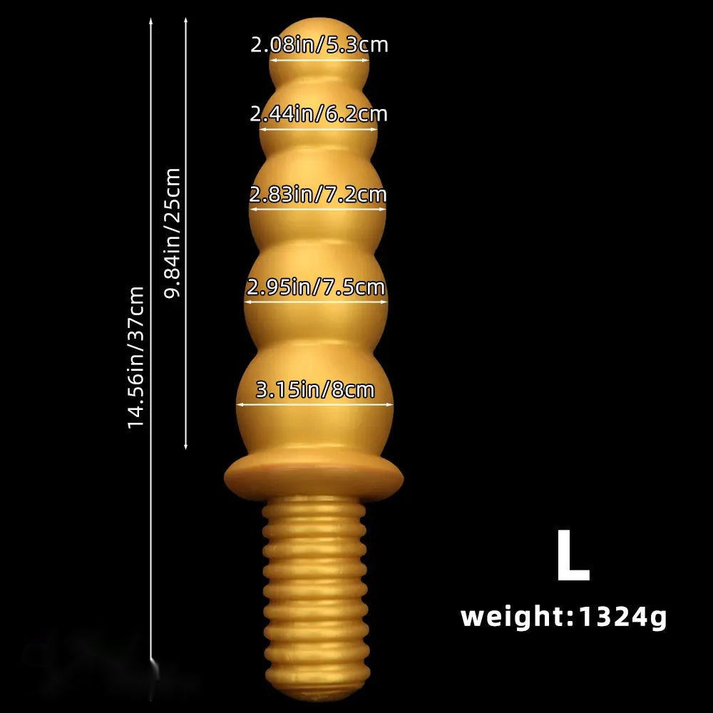 Gold ribbed silicone anal beads dildo, photo 9