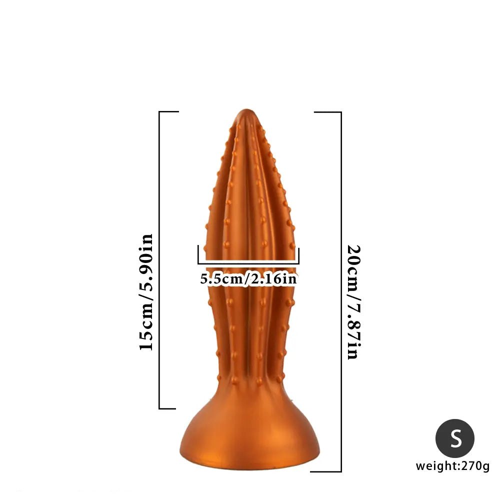 Gold ribbed silicone anal plug, photo 10