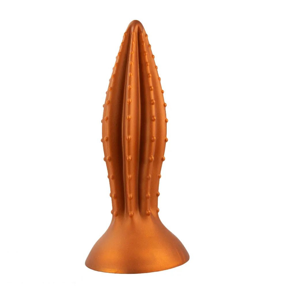 Gold ribbed silicone anal plug, photo 11