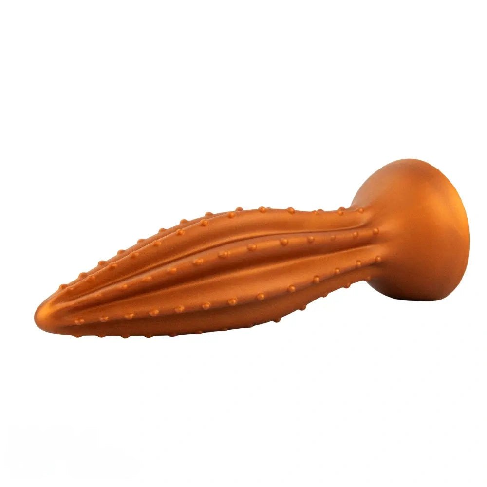 Gold ribbed silicone anal plug, photo 12