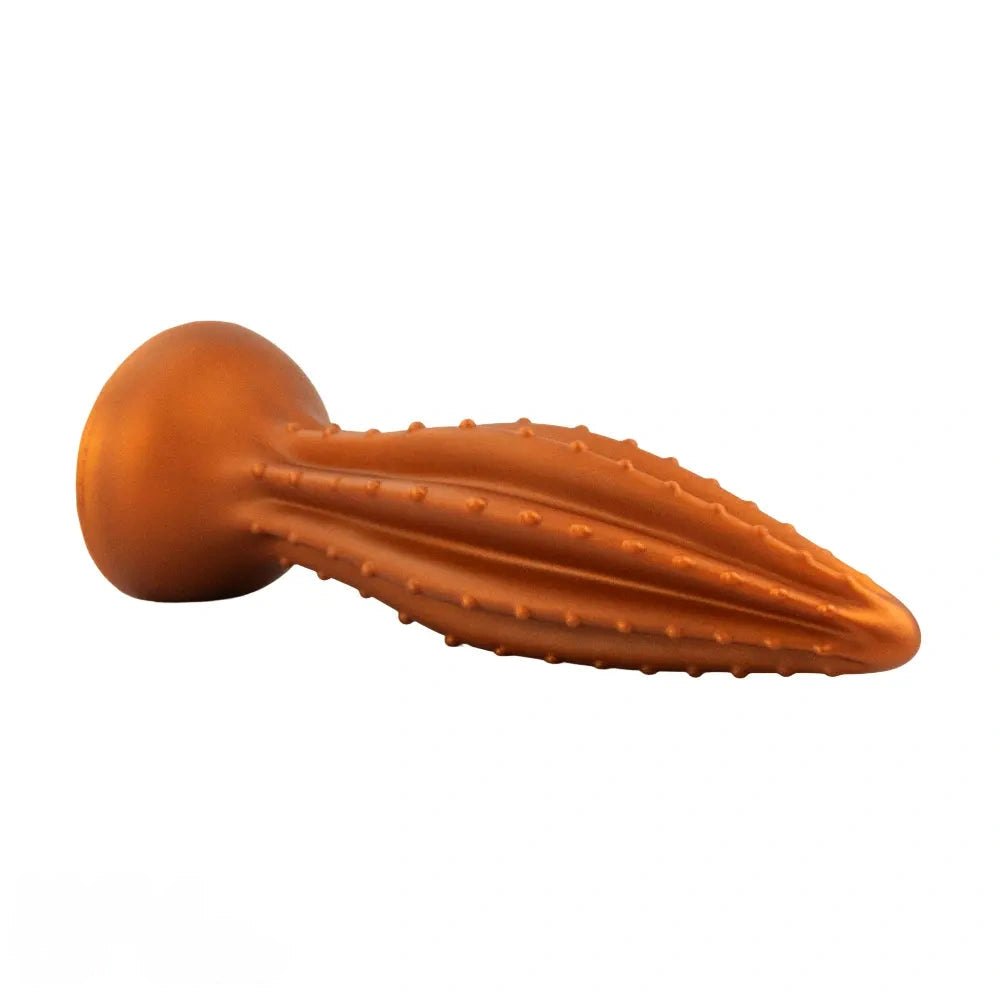 Gold ribbed silicone anal plug, photo 13