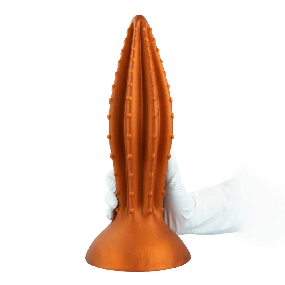 Gold ribbed silicone anal plug, photo 14