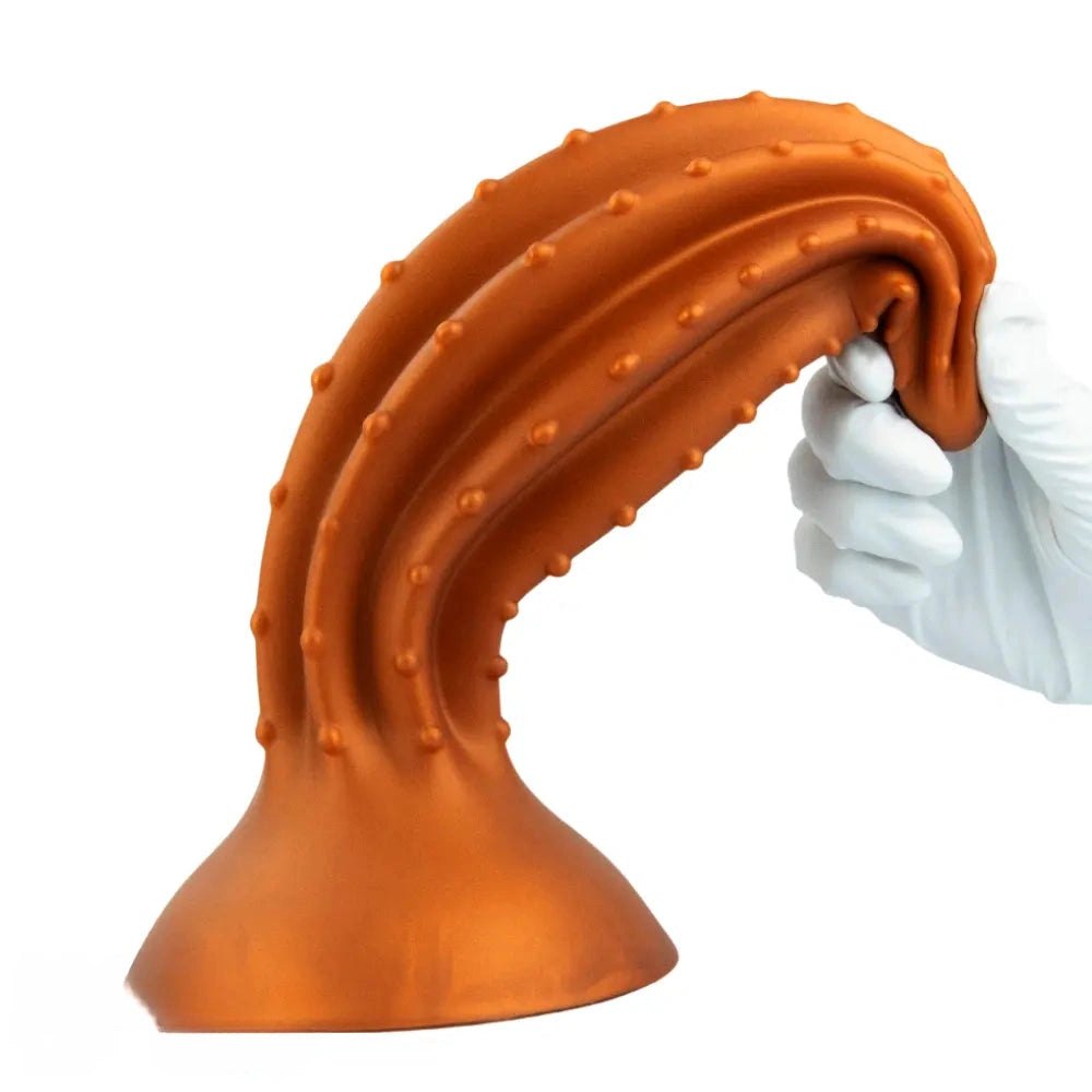 Gold ribbed silicone anal plug, photo 15