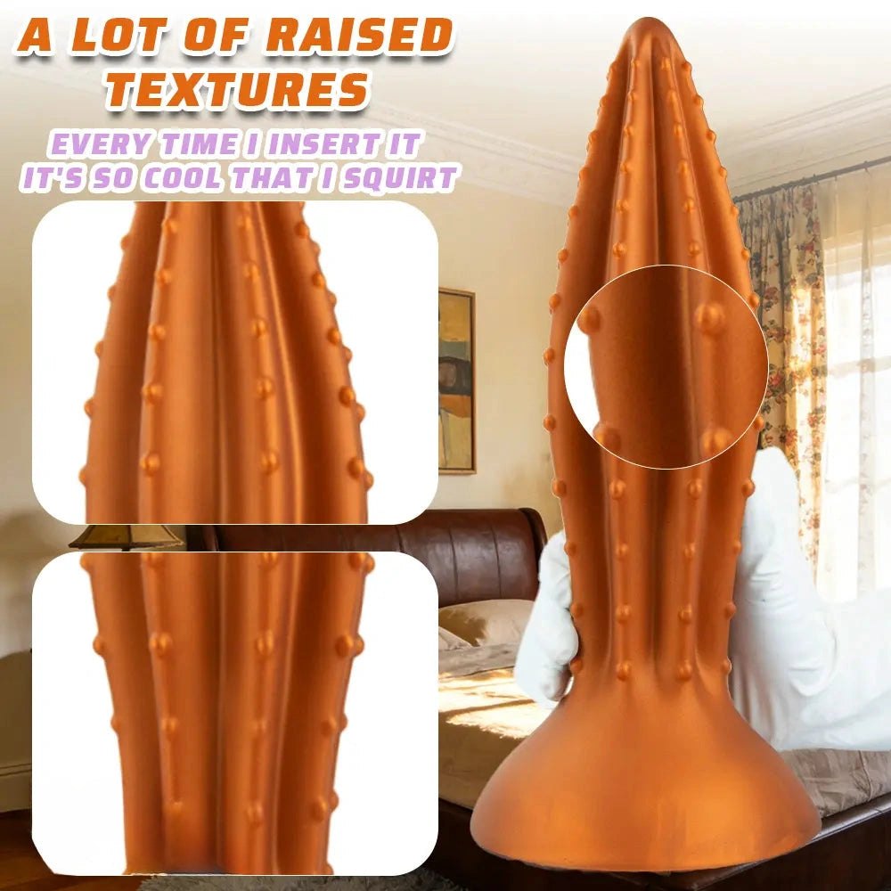 Gold ribbed silicone anal plug, photo 3