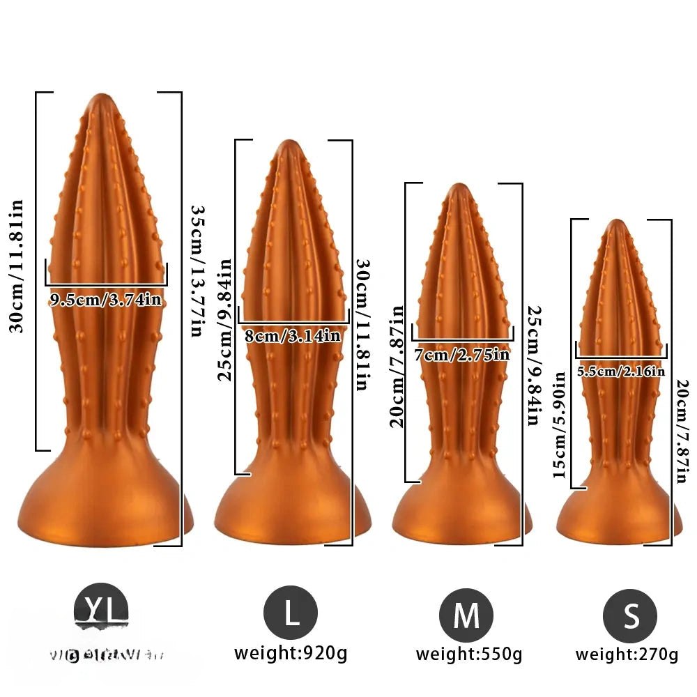 Gold ribbed silicone anal plug, photo 6