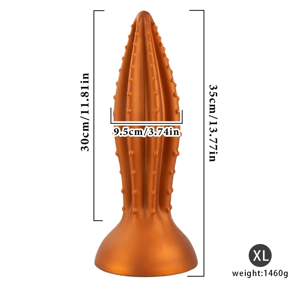 Gold ribbed silicone anal plug, photo 7