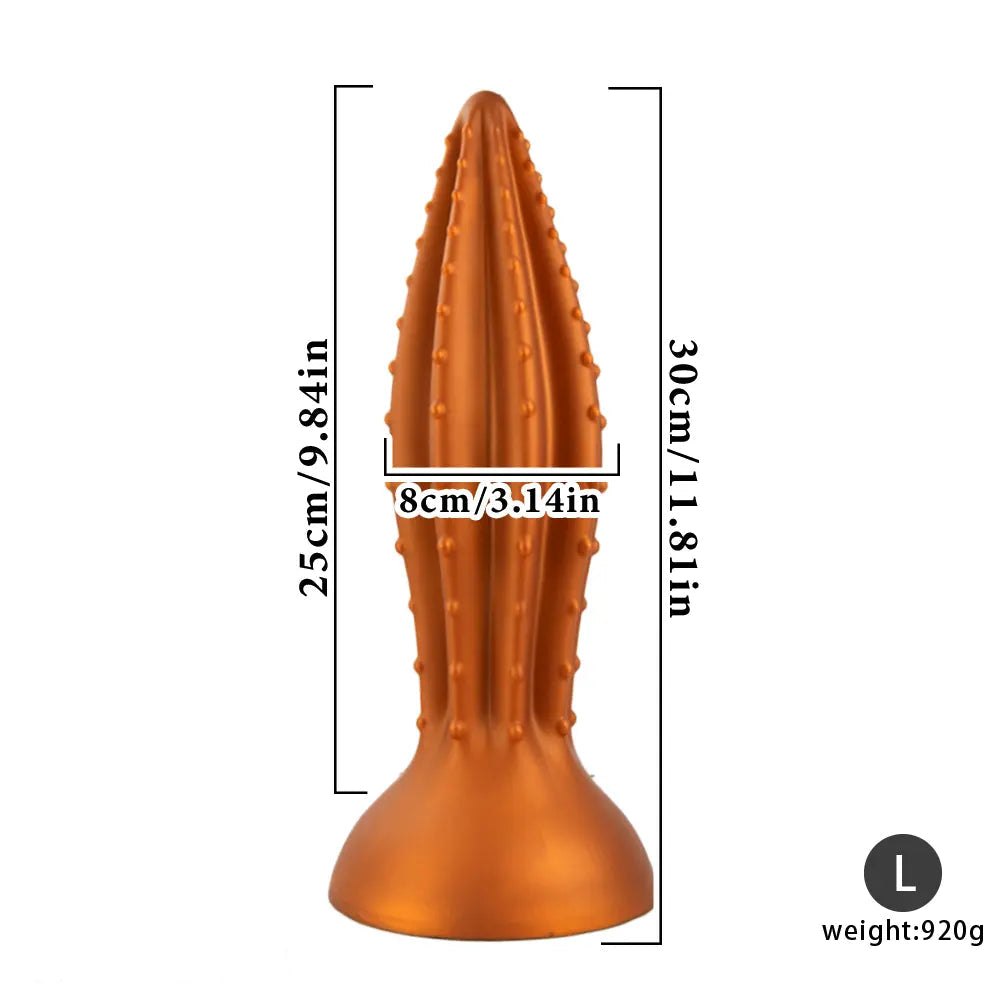 Gold ribbed silicone anal plug, photo 8