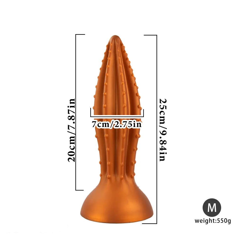 Gold ribbed silicone anal plug, photo 9