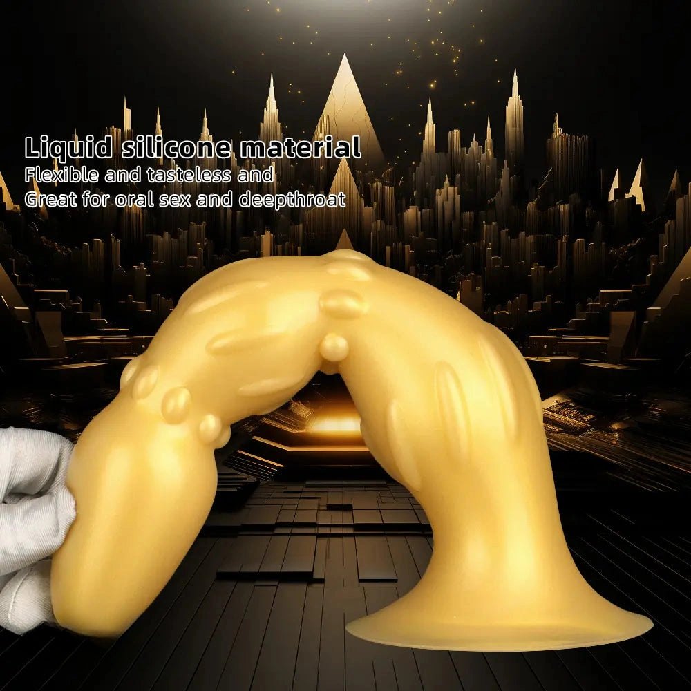 Metallic gold ribbed beaded anal probe, photo 5