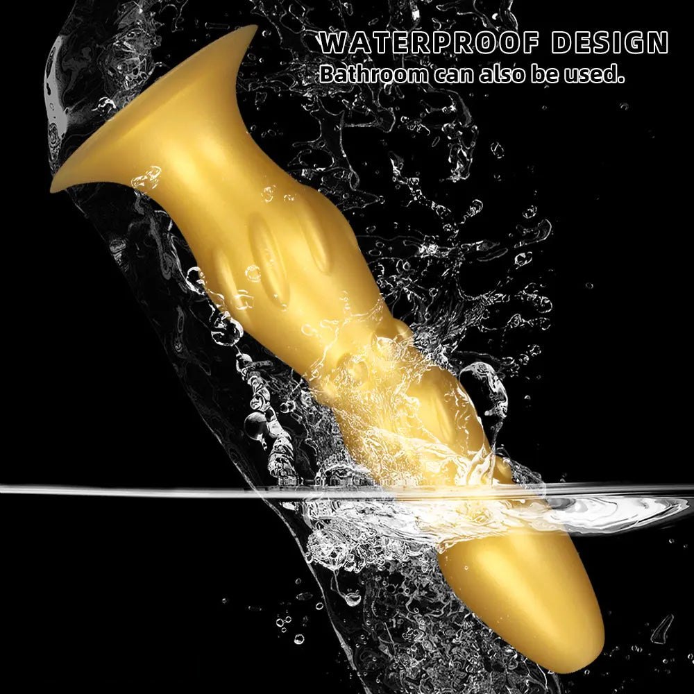 Metallic gold ribbed beaded anal probe, photo 7