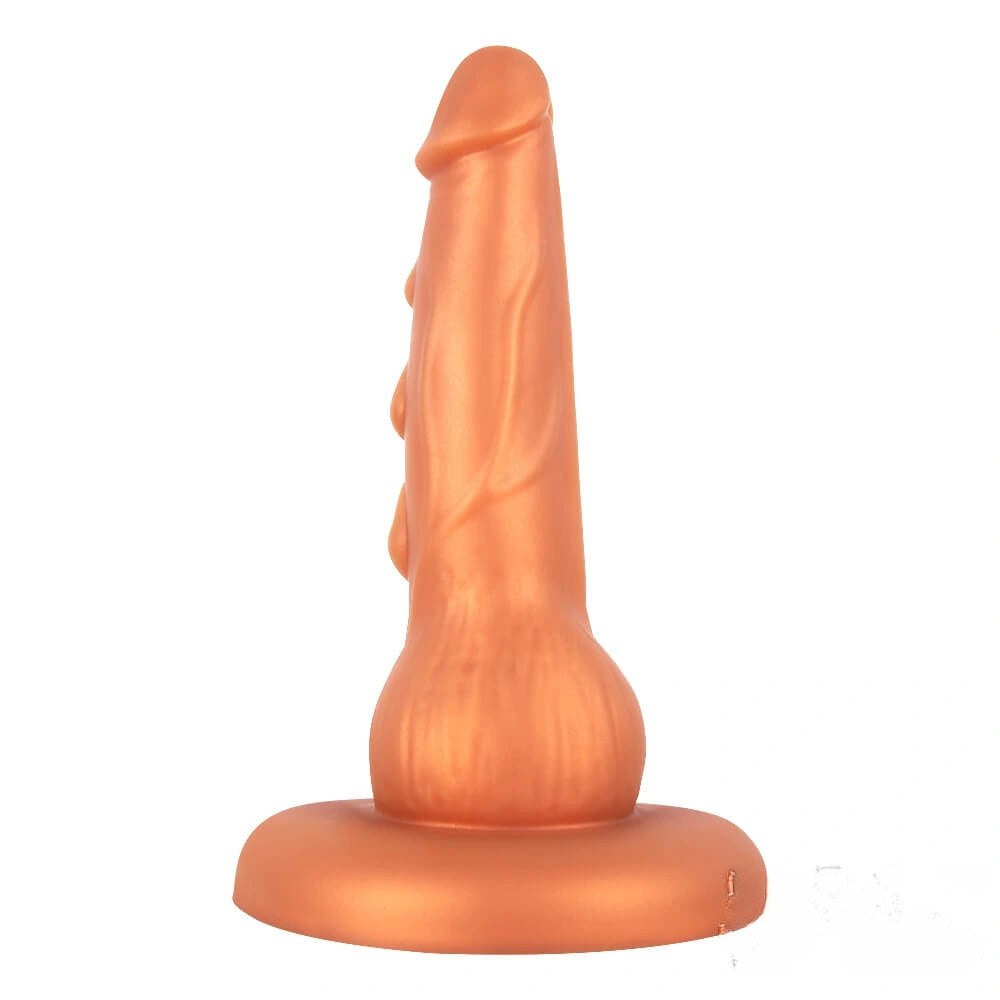 Gold ribbed butt plug, photo 2