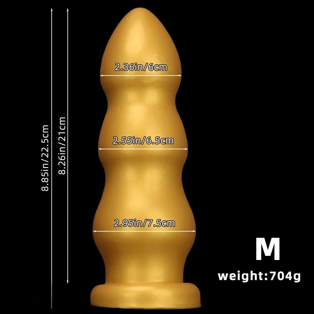 Gold ribbed dildo, photo 10
