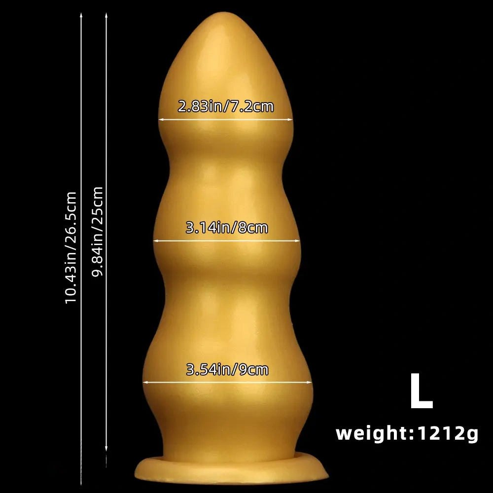 Gold ribbed dildo, photo 11