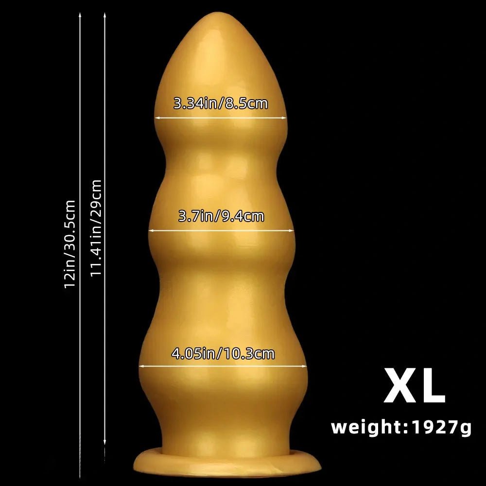 Gold ribbed dildo, photo 12