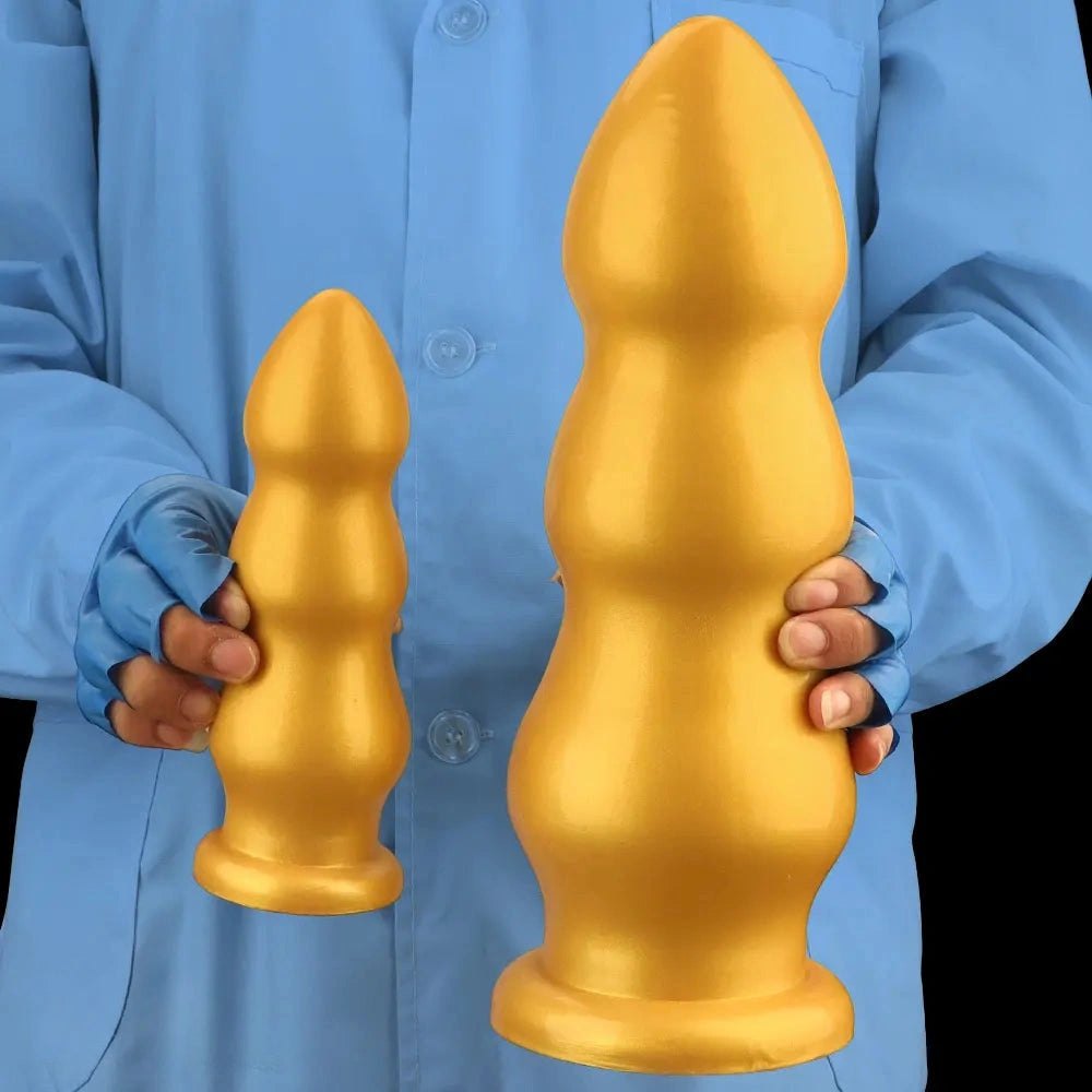 Gold ribbed dildo, photo 13