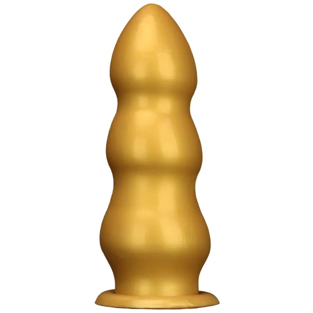 Gold ribbed dildo, photo 2