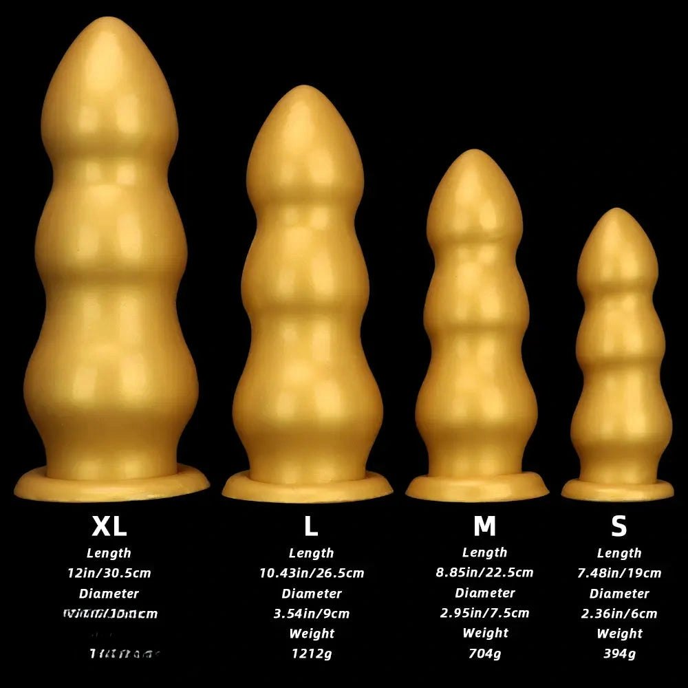 Gold ribbed dildo, photo 8