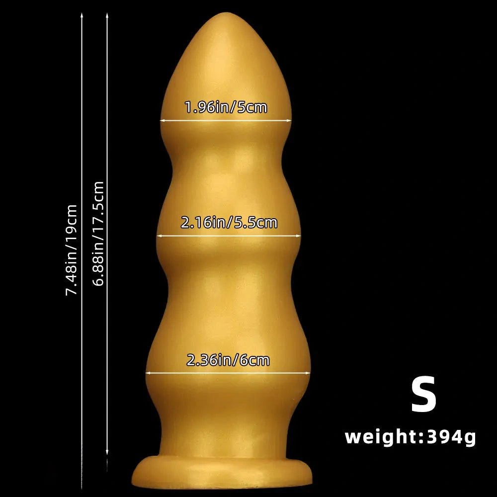 Gold ribbed dildo, photo 9