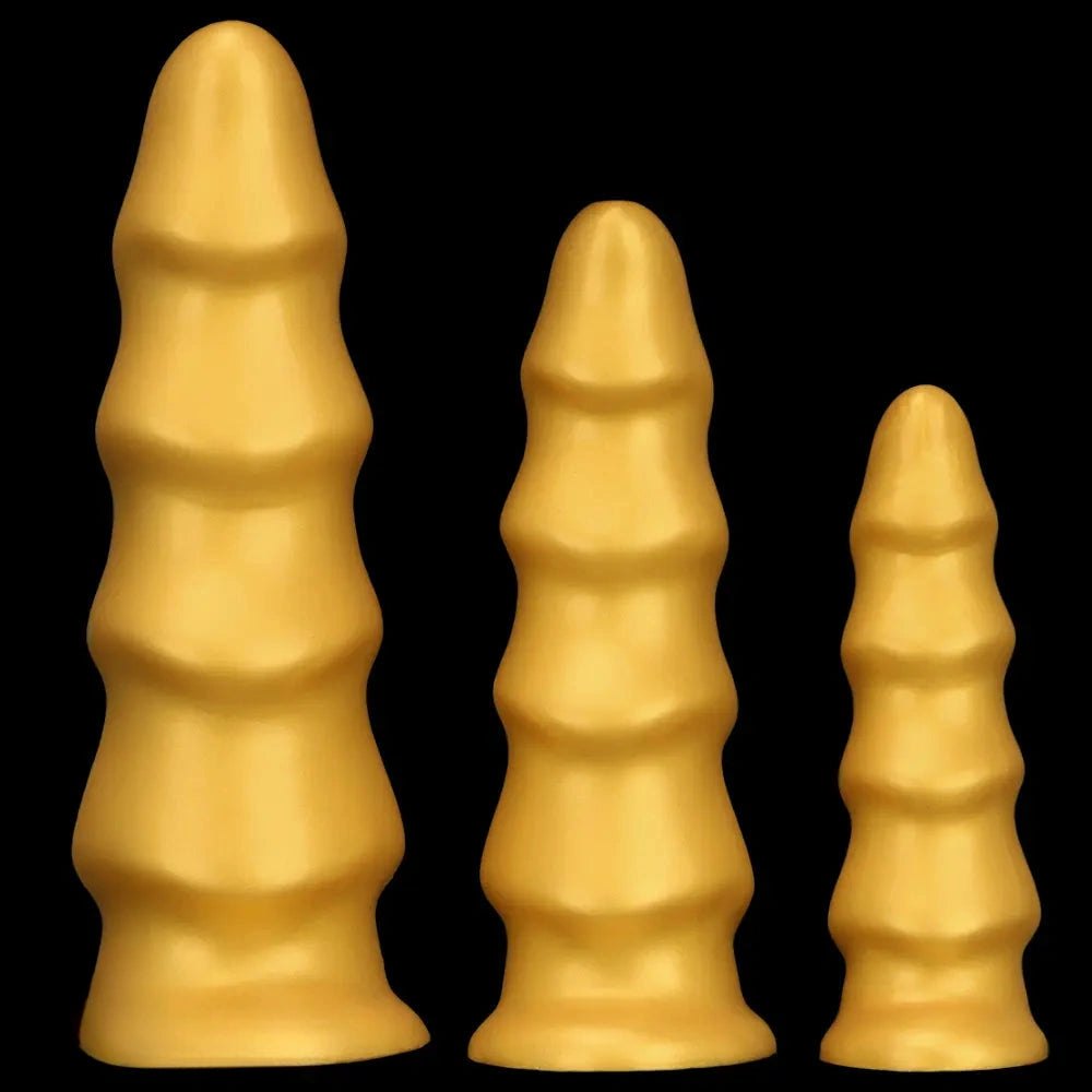 Gold ribbed g-spot dildo, photo 1