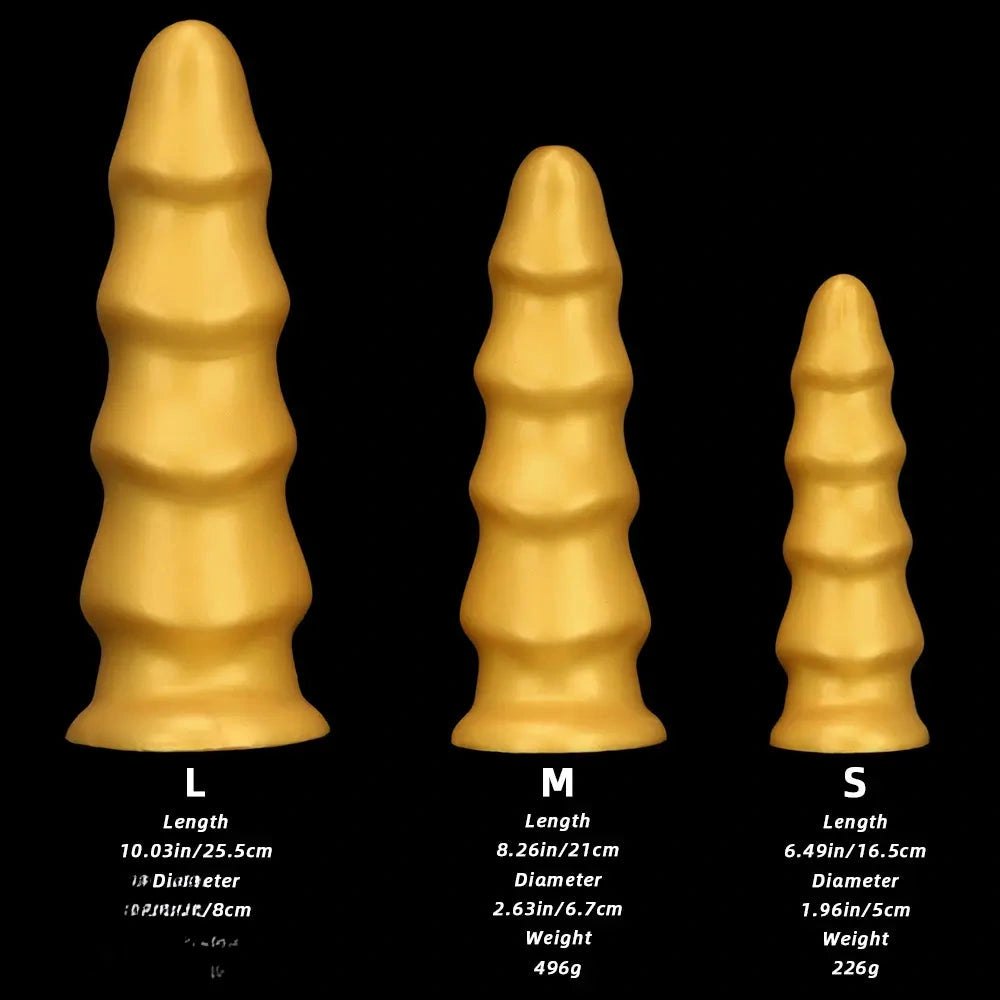 Gold ribbed g-spot dildo, photo 10