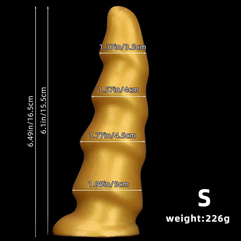 Gold ribbed g-spot dildo, photo 11