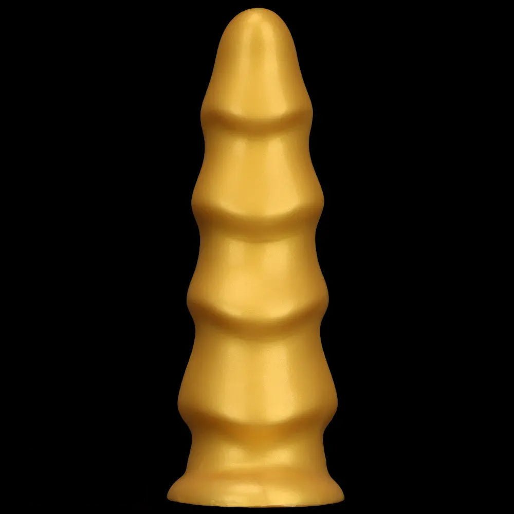 Gold ribbed g-spot dildo, photo 12
