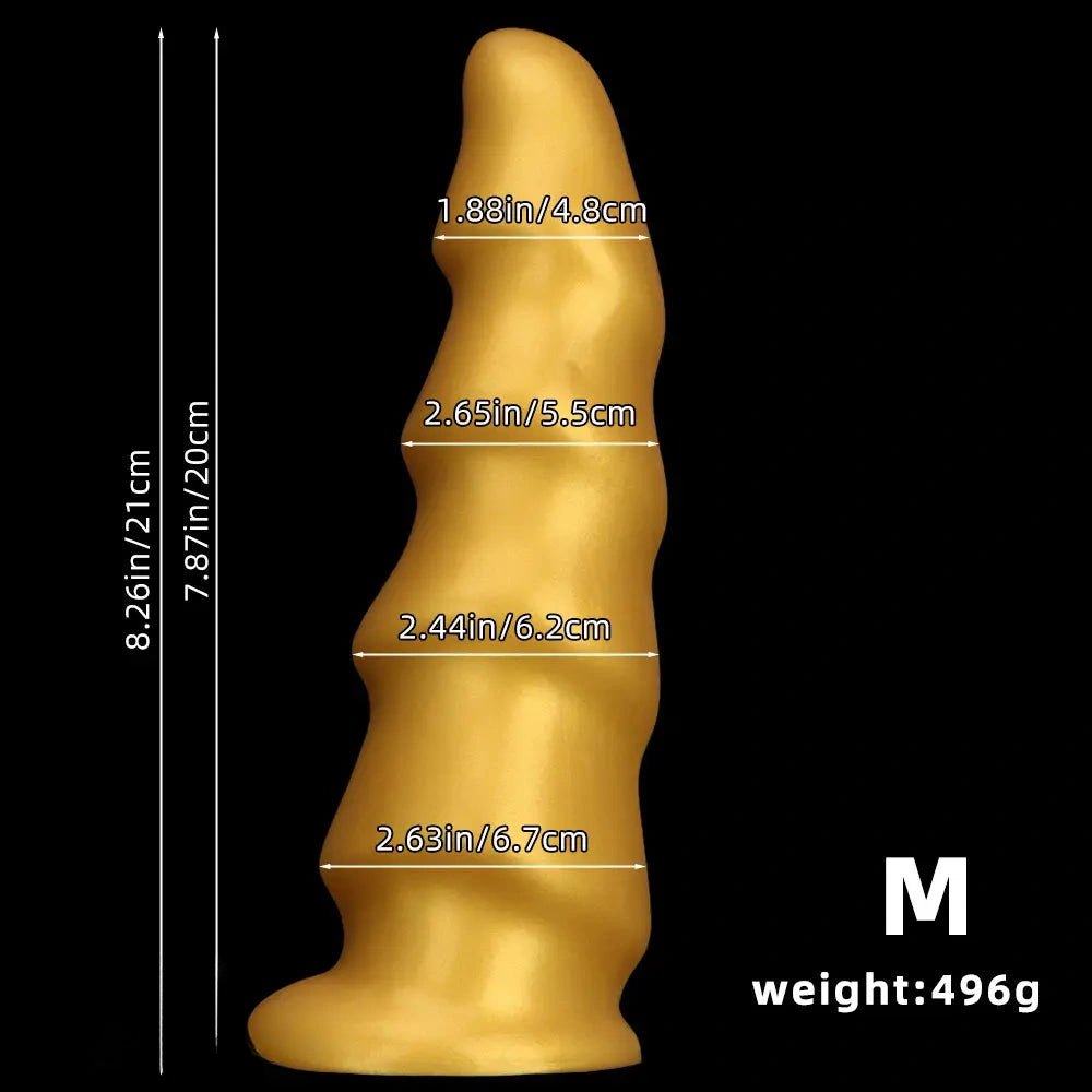 Gold ribbed g-spot dildo, photo 13
