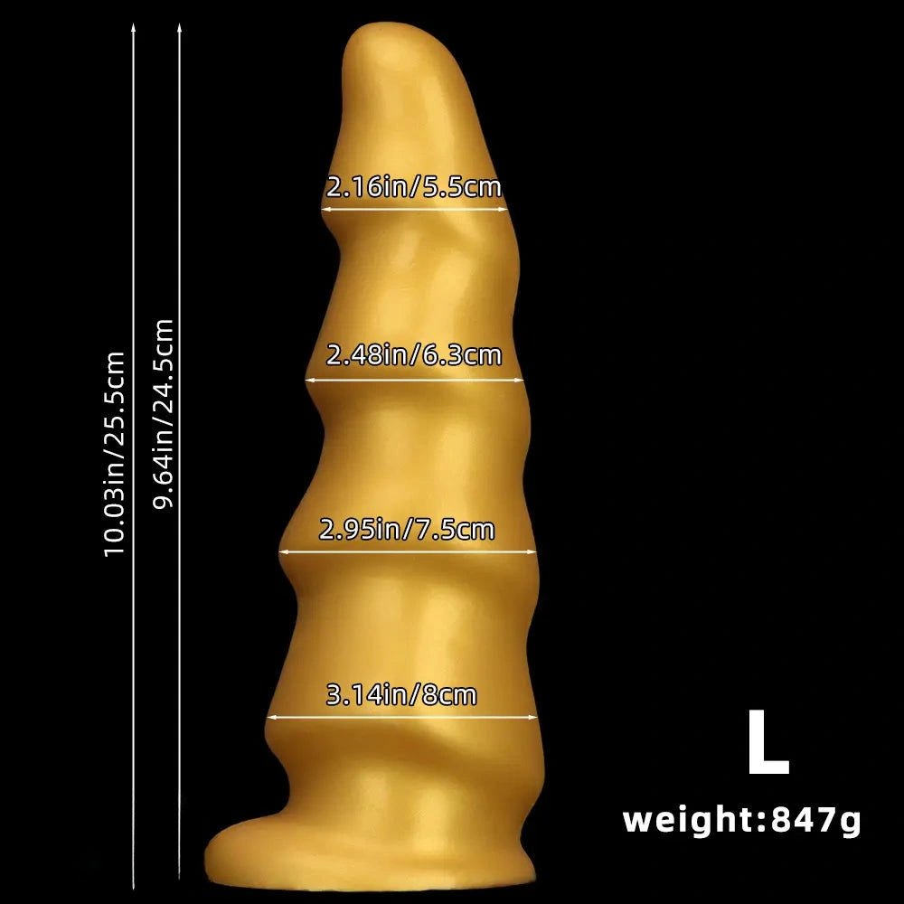 Gold ribbed g-spot dildo, photo 14