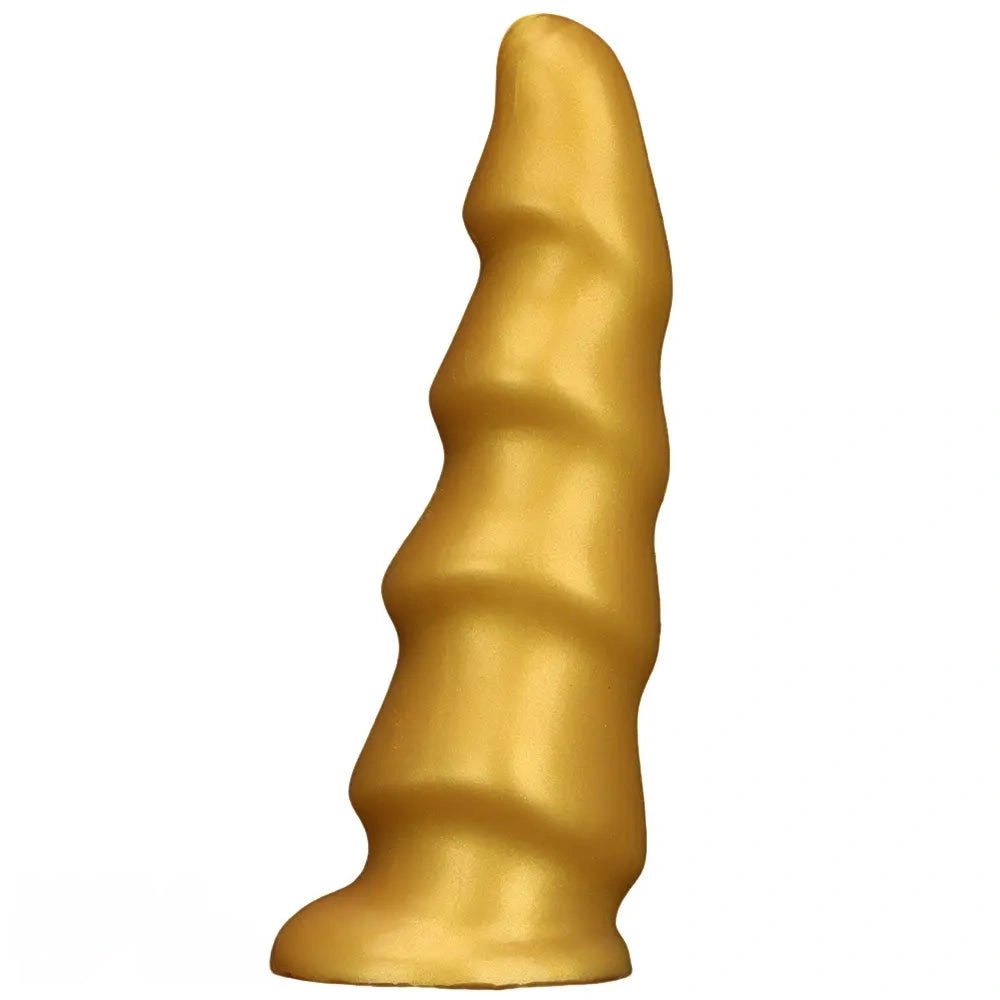 Gold ribbed g-spot dildo, photo 2