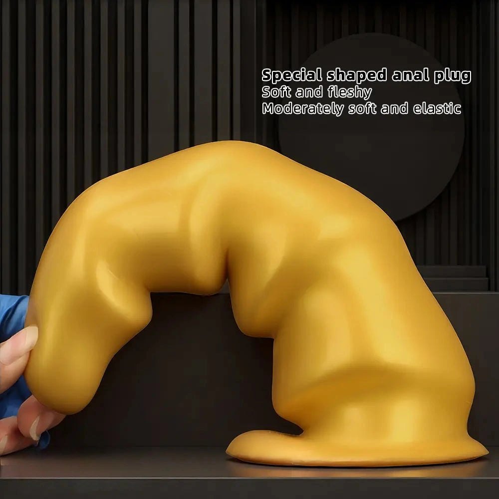 Gold ribbed g-spot dildo, photo 4