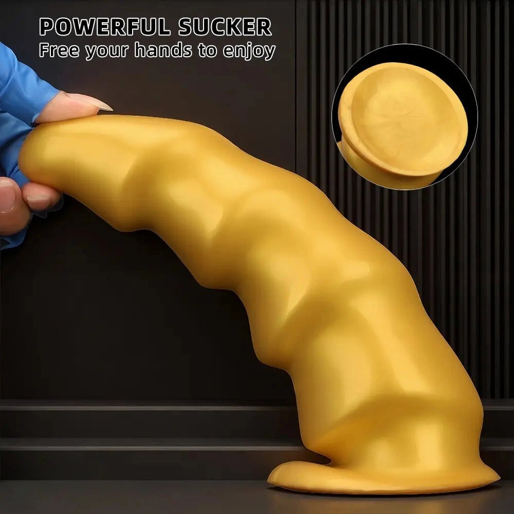 Gold ribbed g-spot dildo, photo 5