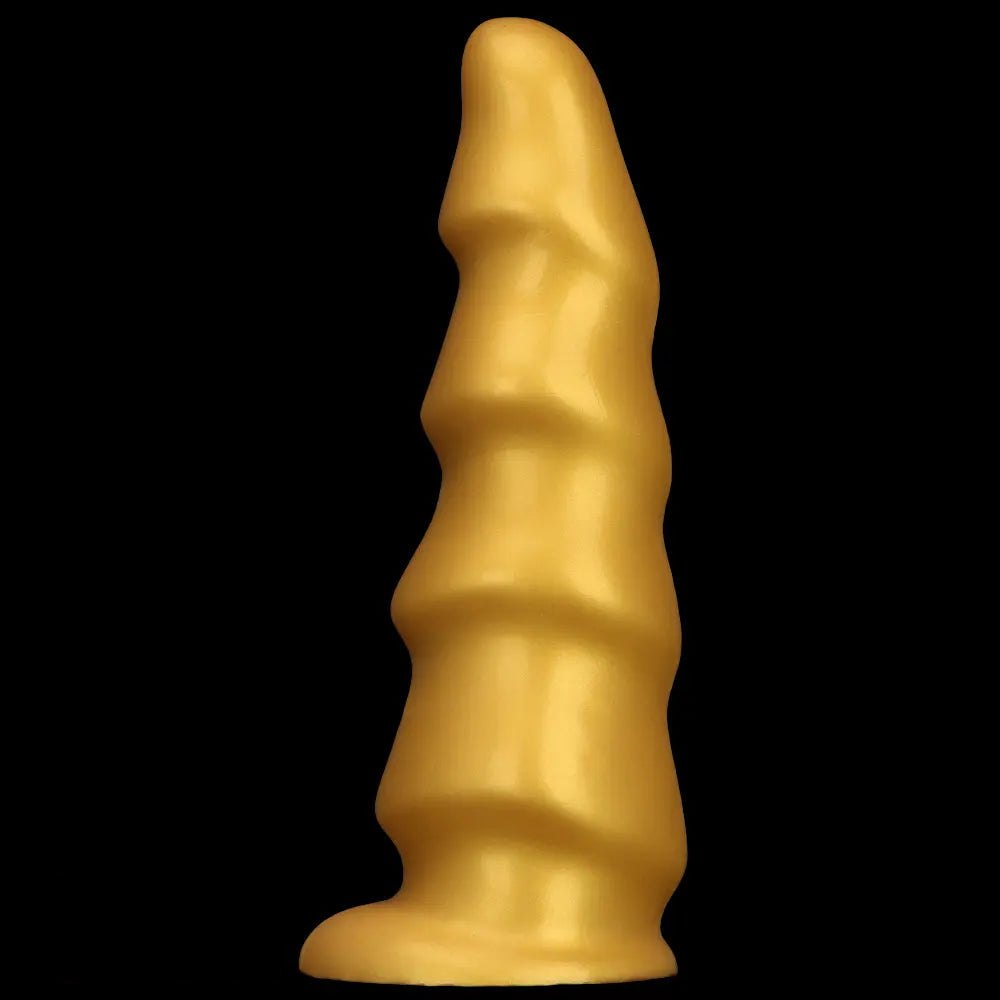 Gold ribbed g-spot dildo, photo 7