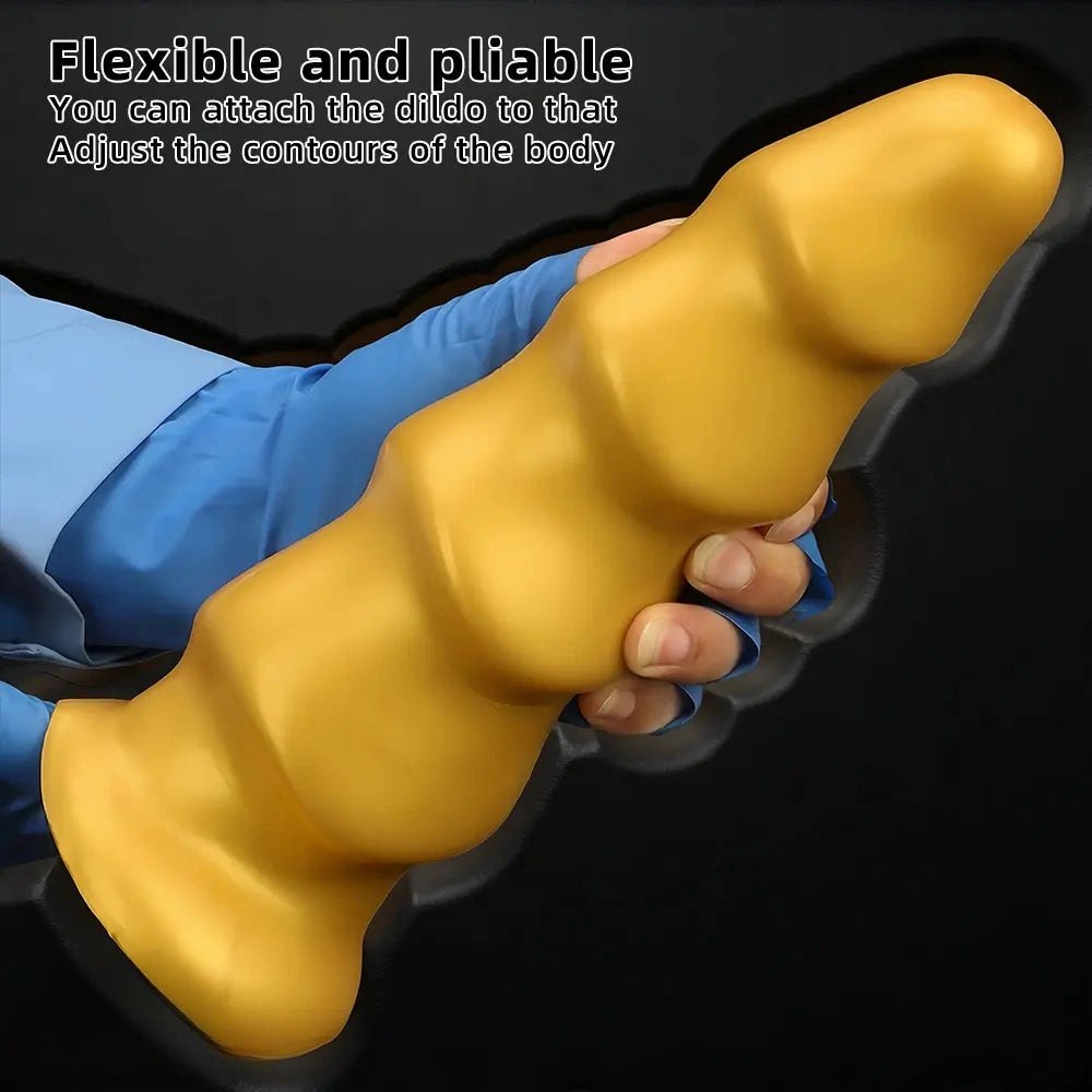 Gold ribbed g-spot dildo, photo 8