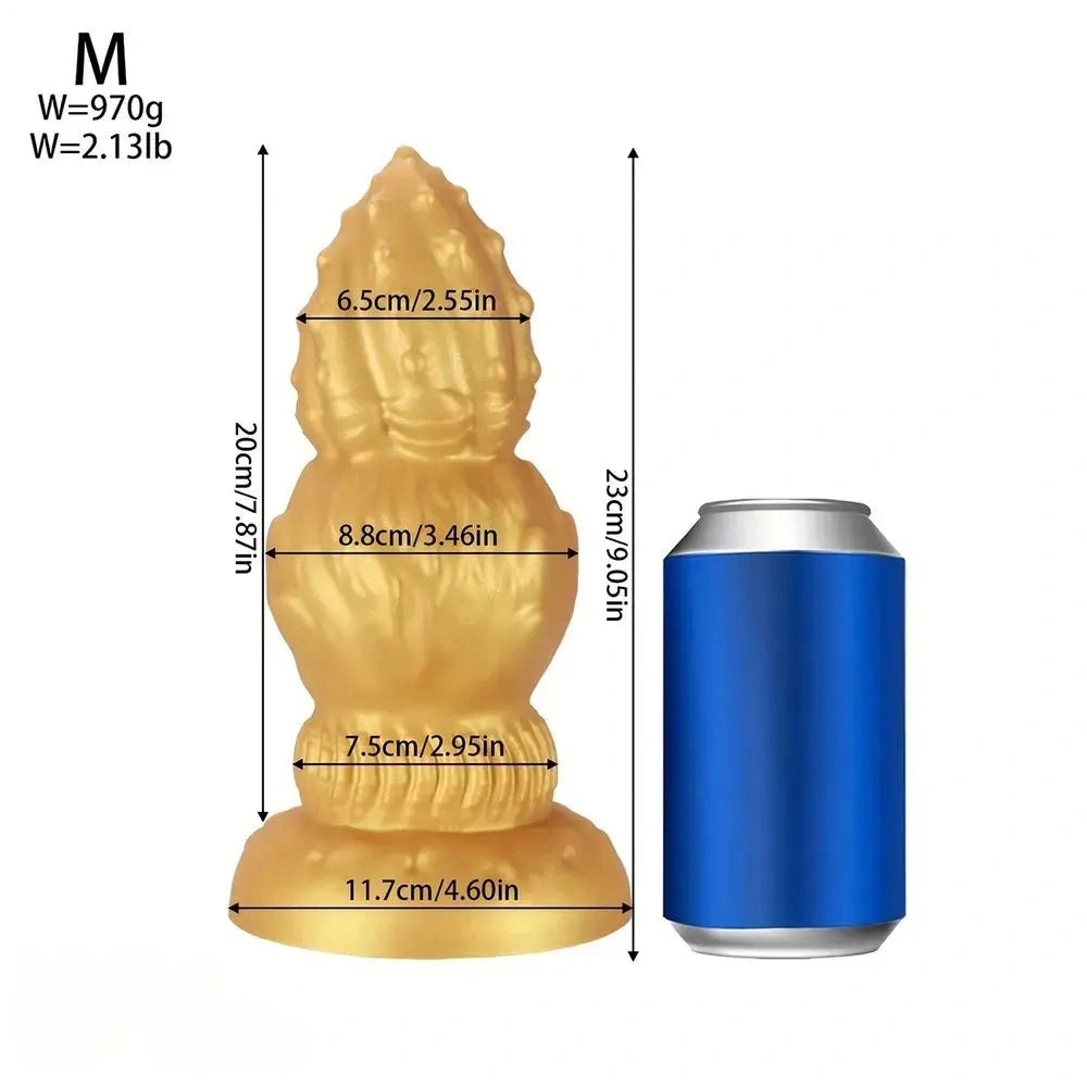 Gold ribbed gourd shaped silicone dildo, photo 11