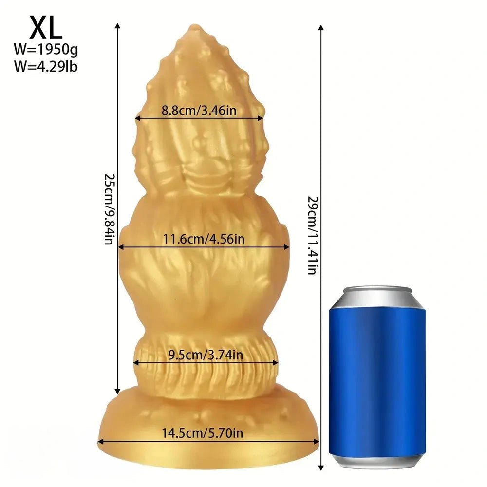 Gold ribbed gourd shaped silicone dildo, photo 14