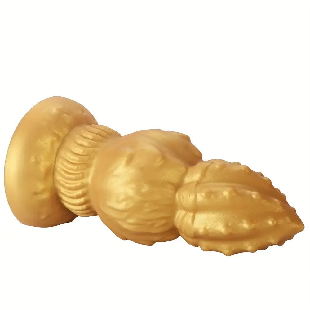 Gold ribbed gourd shaped silicone dildo, photo 2
