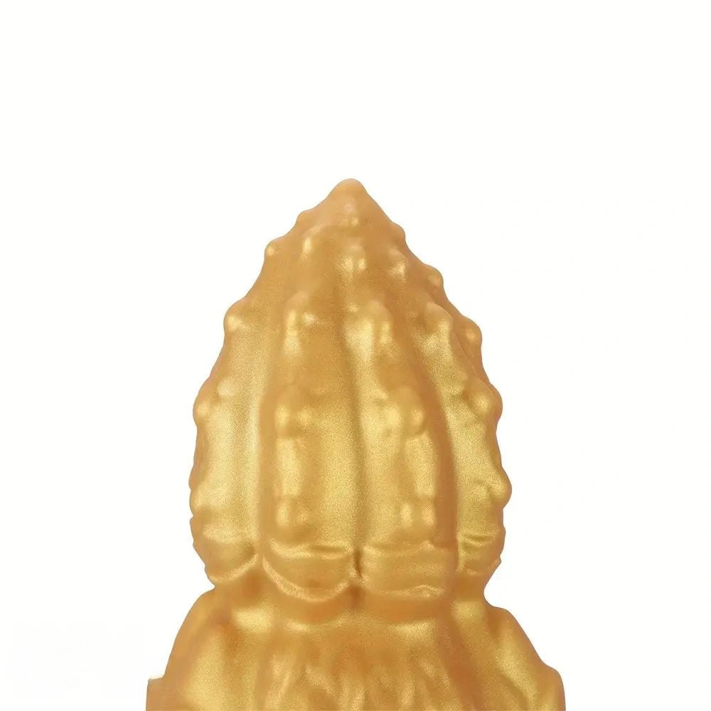 Gold ribbed gourd shaped silicone dildo, photo 3