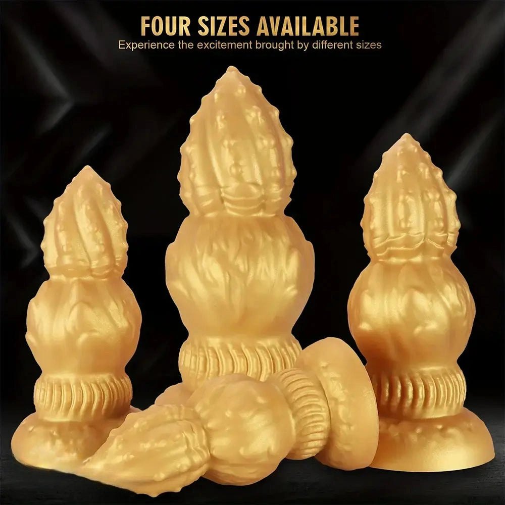 Gold ribbed gourd shaped silicone dildo, photo 4