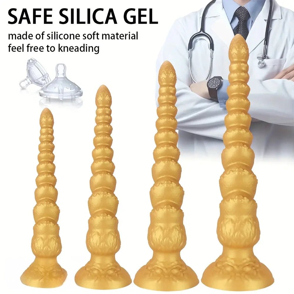 Gold ribbed anal dildo, photo 10