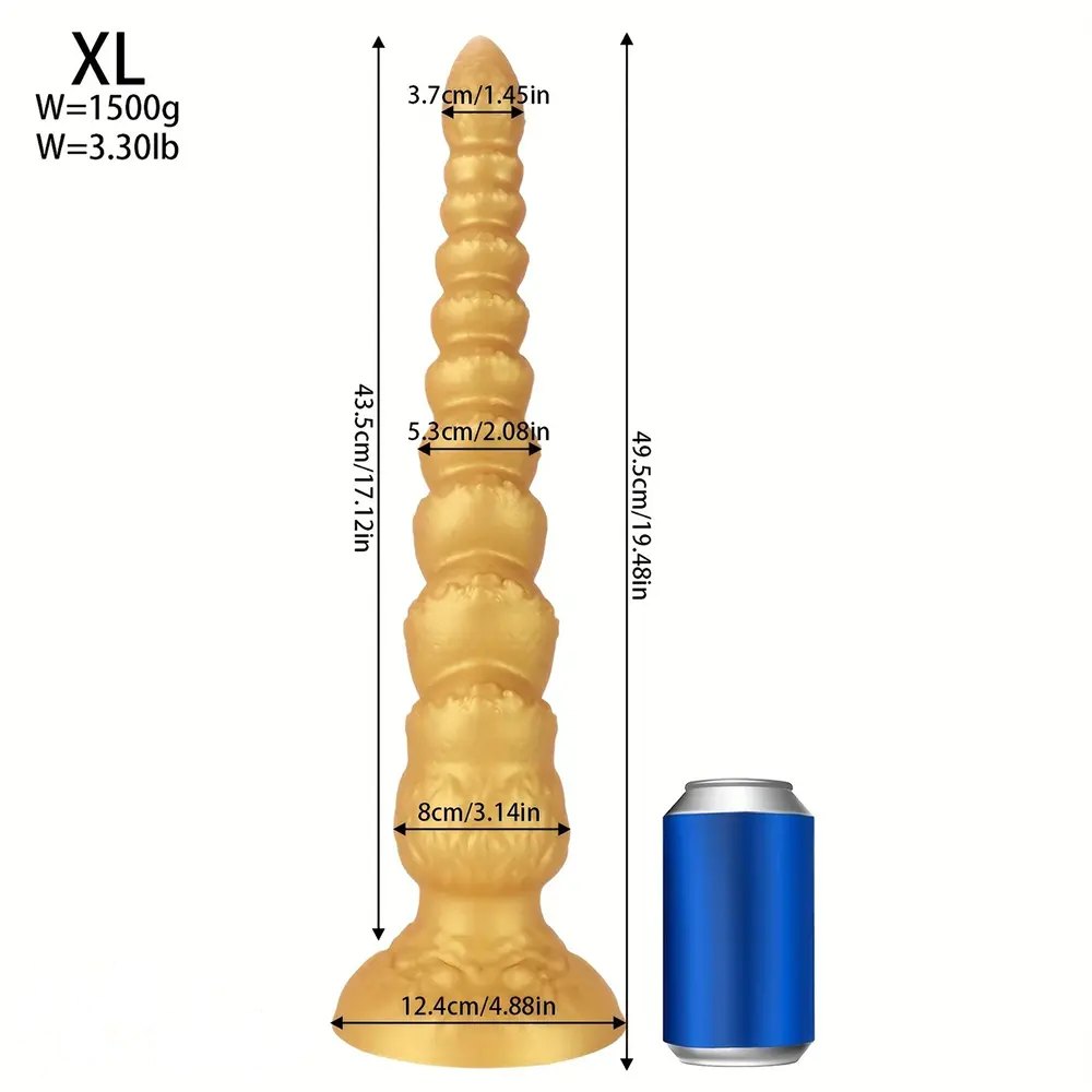 Gold ribbed anal dildo, photo 12