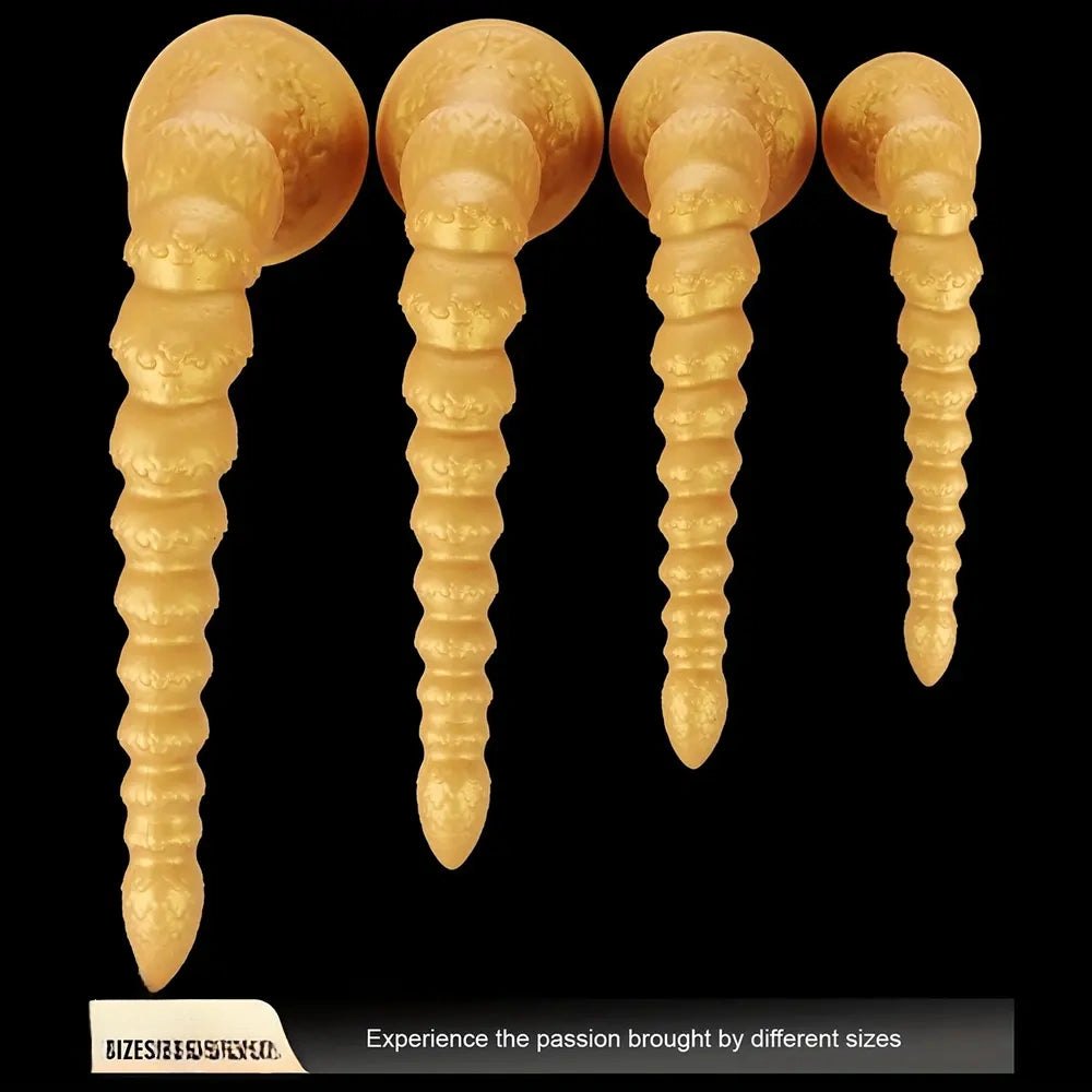 Gold ribbed anal dildo, photo 13