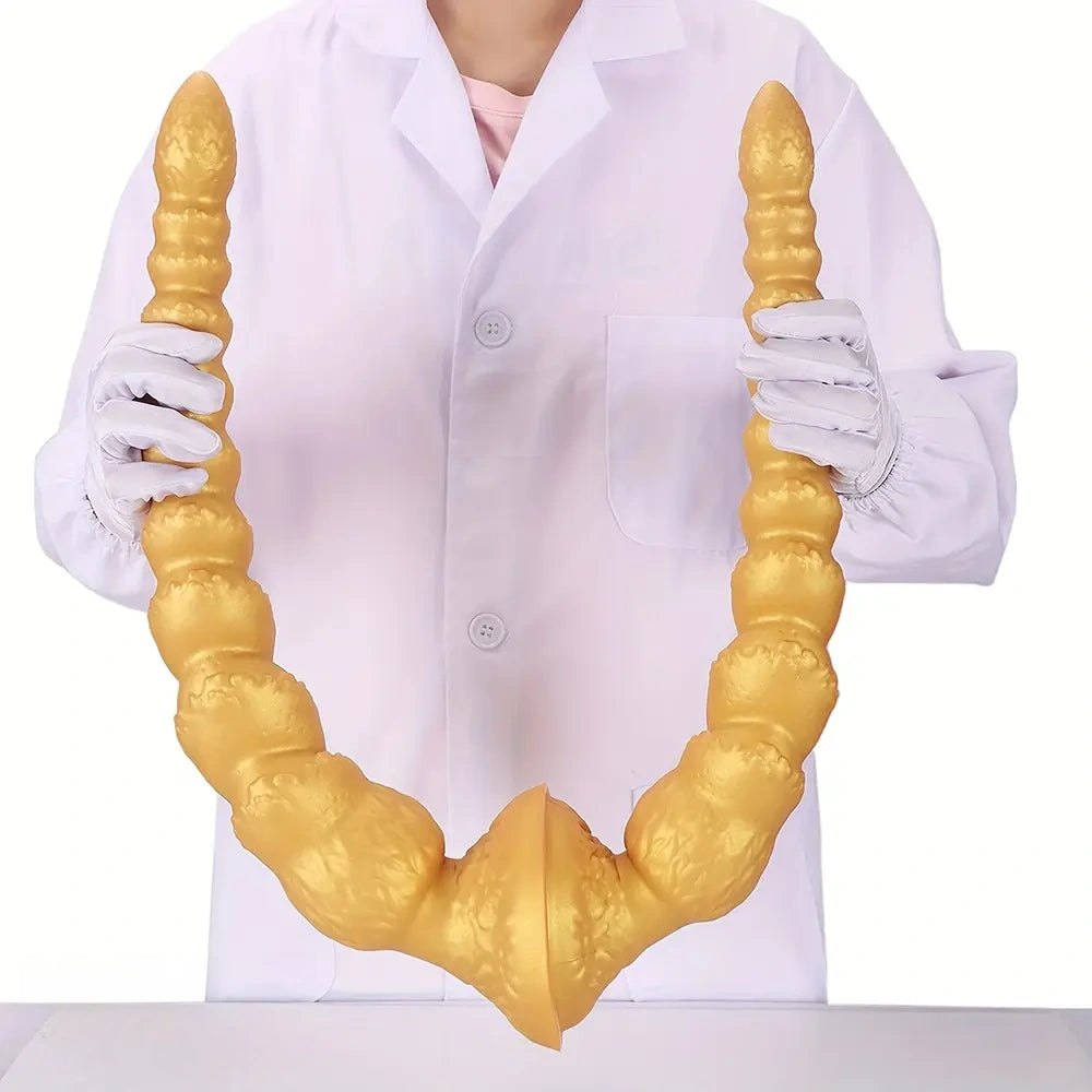 Gold ribbed anal dildo, photo 14
