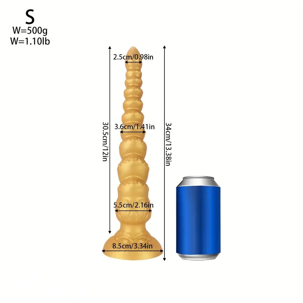 Gold ribbed anal dildo, photo 16