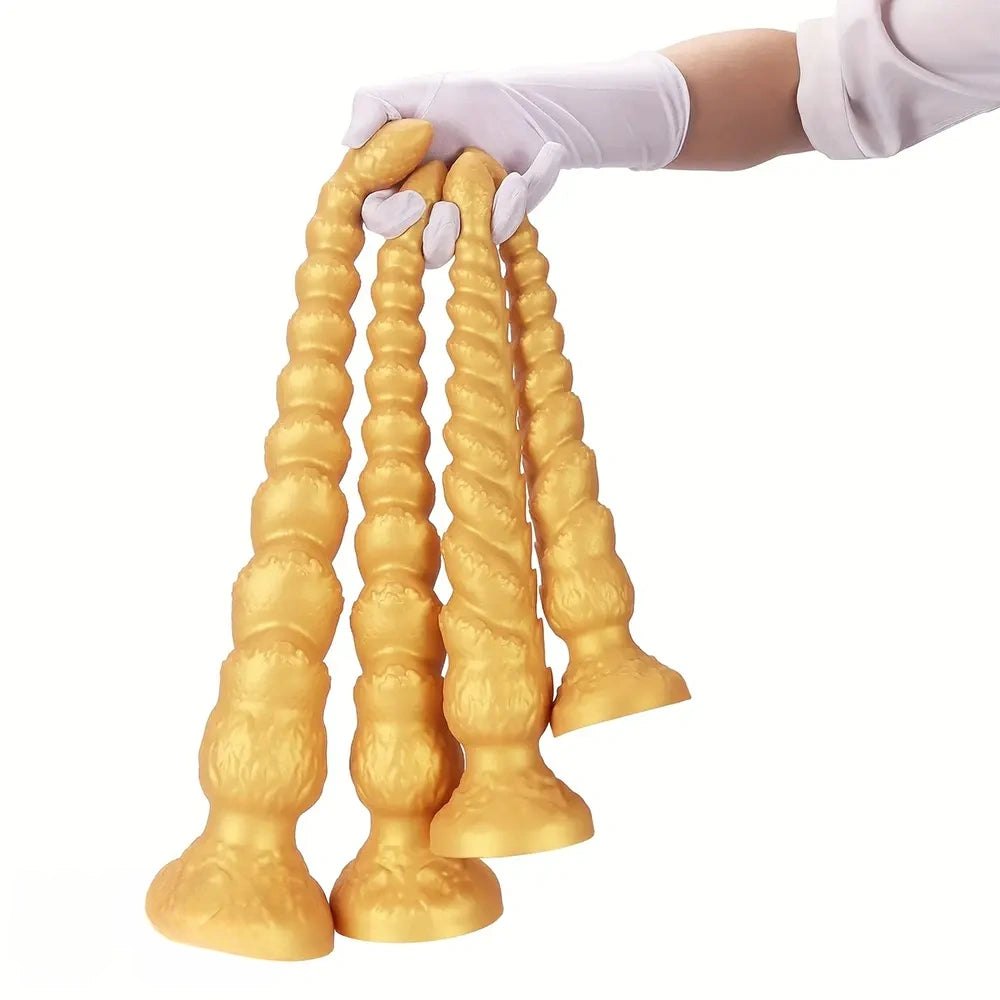 Gold ribbed anal dildo, photo 2