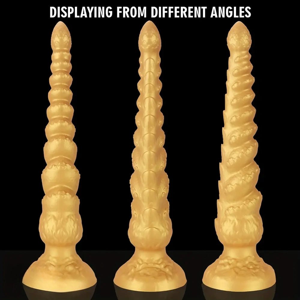 Gold ribbed anal dildo, photo 3