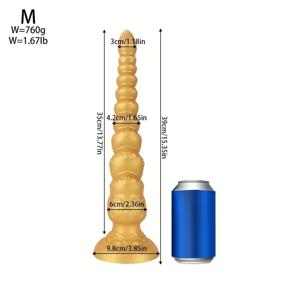 Gold ribbed anal dildo, photo 4