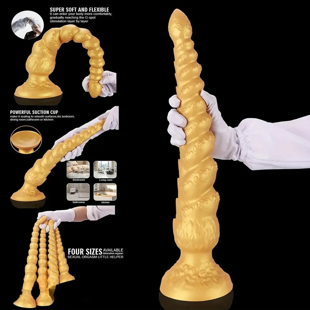 Gold ribbed anal dildo, photo 5