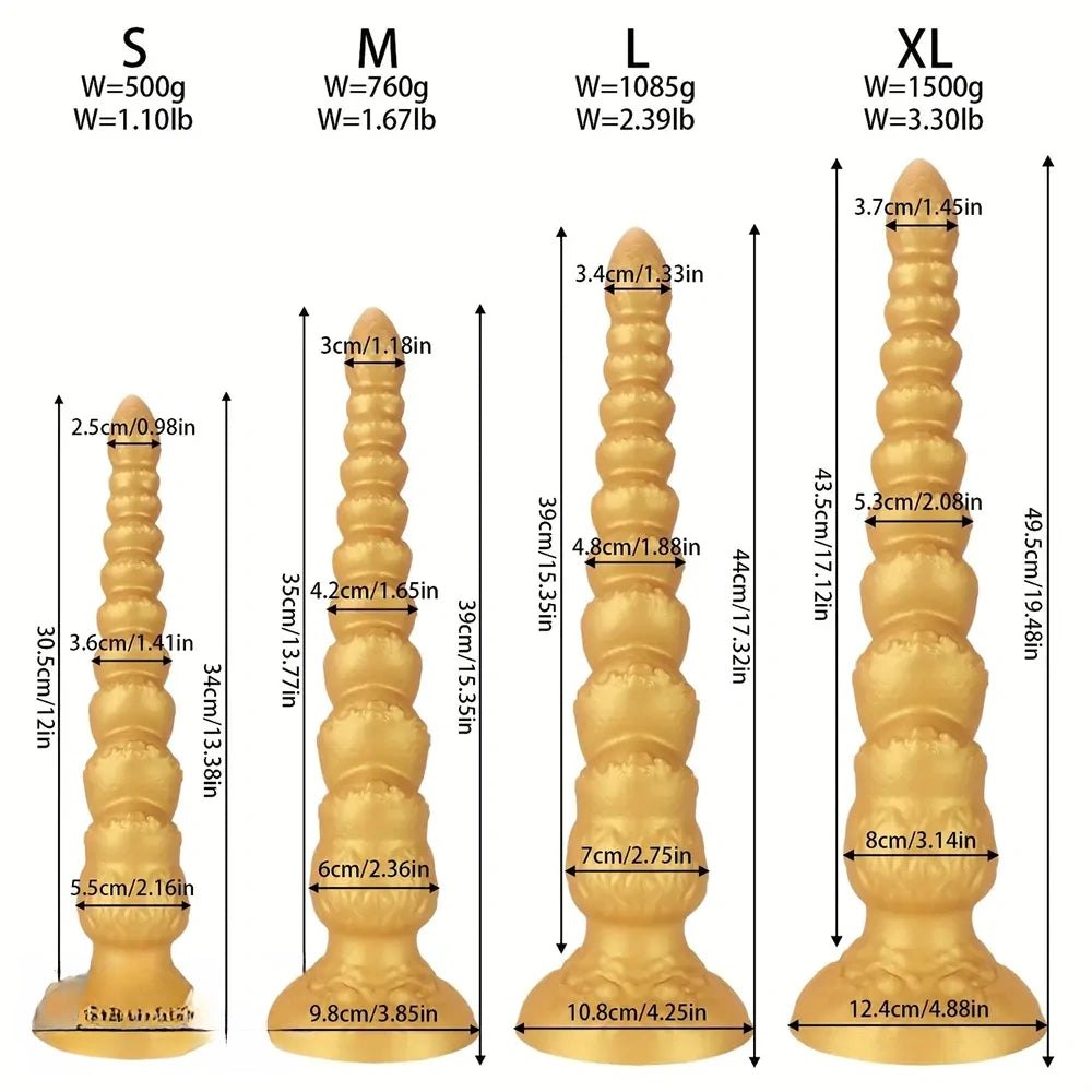 Gold ribbed anal dildo, photo 6